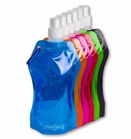 En stock randonnée voyage 6 couleurs bouteilles d'eau pliables bouteille d'eau potable debout en plastique réutilisable avec clip pour le vélo