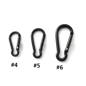 Kait Jepret Pegas Dekoratif Aluminium Hitam/Carabiner Panjat/Gantungan Kunci