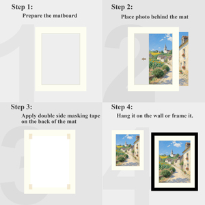 Wholesales Acid Free Handmade 4 Ply Pre-cut Matboard 12 Pack Passepartout Black Picture <strong>Frame</strong> Mat Art Gallery Display Artworks - Product Image 3