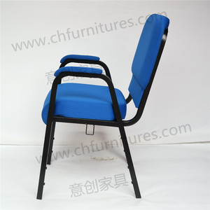 Sillas <span class=keywords><strong>de</strong></span> Alquiler para Hoteles Yichuang, Juego <span class=keywords><strong>de</strong></span> Sillas <span class=keywords><strong>de</strong></span> Iglesia con Cojín Azul y Brazos, Uso Interconectable para Iglesia - Product Image 3