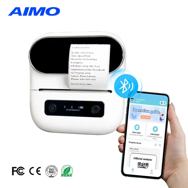 AIMO M220 etiket yazıcı impresora de Bluetooth barkodlar QR kodları etiketi Mini yazıcı