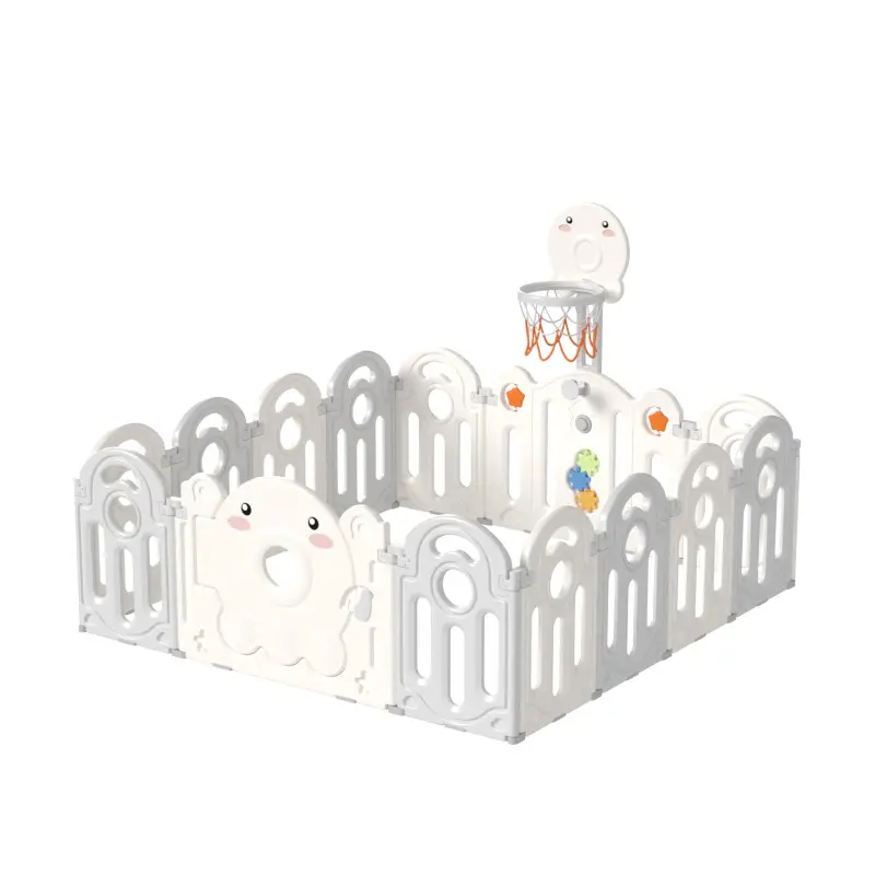 C&F White&Light Grey Foldable Indoor Play Yard Fence Baby Playpen High Quality HDPE Baby Panel Playpen