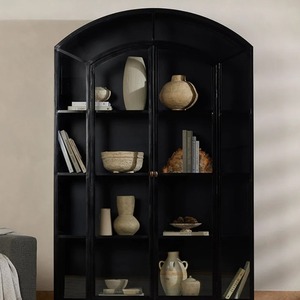 Luxury French Retro Arched Decorative Wine Cabinet Light Solid Wood Floor-Standing Bookshelf Nordic <strong>Sideboard</strong> <strong>Bookcase</strong> - Product Image 3