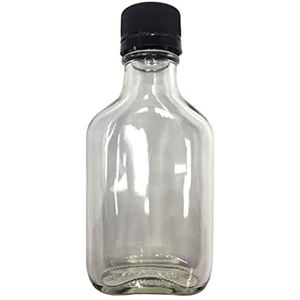 Bottiglia in Vetro per Liquori da 100 ml (3,3 Oz) con Tappi Neri, Fiaschetta Piatta in Vetro con Tappo a Vite in Alluminio - Product Image 5