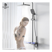 Nouvel ensemble de robinetterie de bain et de douche thermostatique intelligent en acier inoxydable avec jet de pluie massant et barre coulissante