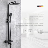 Ensemble de douche thermostatique mural intelligent anti-brûlure à 38 degrés, noir mat, avec injection d'air, système de douche noir en gros