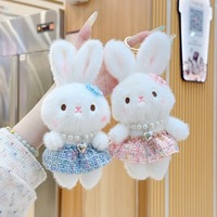 Élégant petit lapin en peluche porte-clés, breloque de sac tendance, pendentif animal en peluche, jouet pour machine à griffes, vente en gros