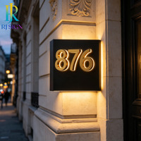 Plaque de numéro de maison LED de luxe rétroéclairée pour hôtel, gîte, appartement, immeuble, complexe hôtelier, manoir – Plaque de numéro de porte 3D