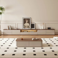 Meuble TV moderne en bois massif de densité moyenne de style européen avec rangement pour salon et appartement - Conception écologique à poser au sol