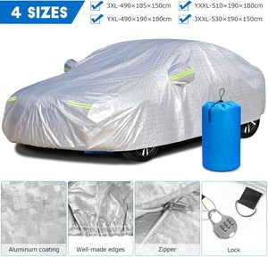 Housse de voiture en film <span class=keywords><strong>d</strong></span>'aluminium à 4 couches, universelle, SUV, imperméable, anti-poussière, protection solaire UV, housse de pluie complète pour toutes les saisons - Product Image 6