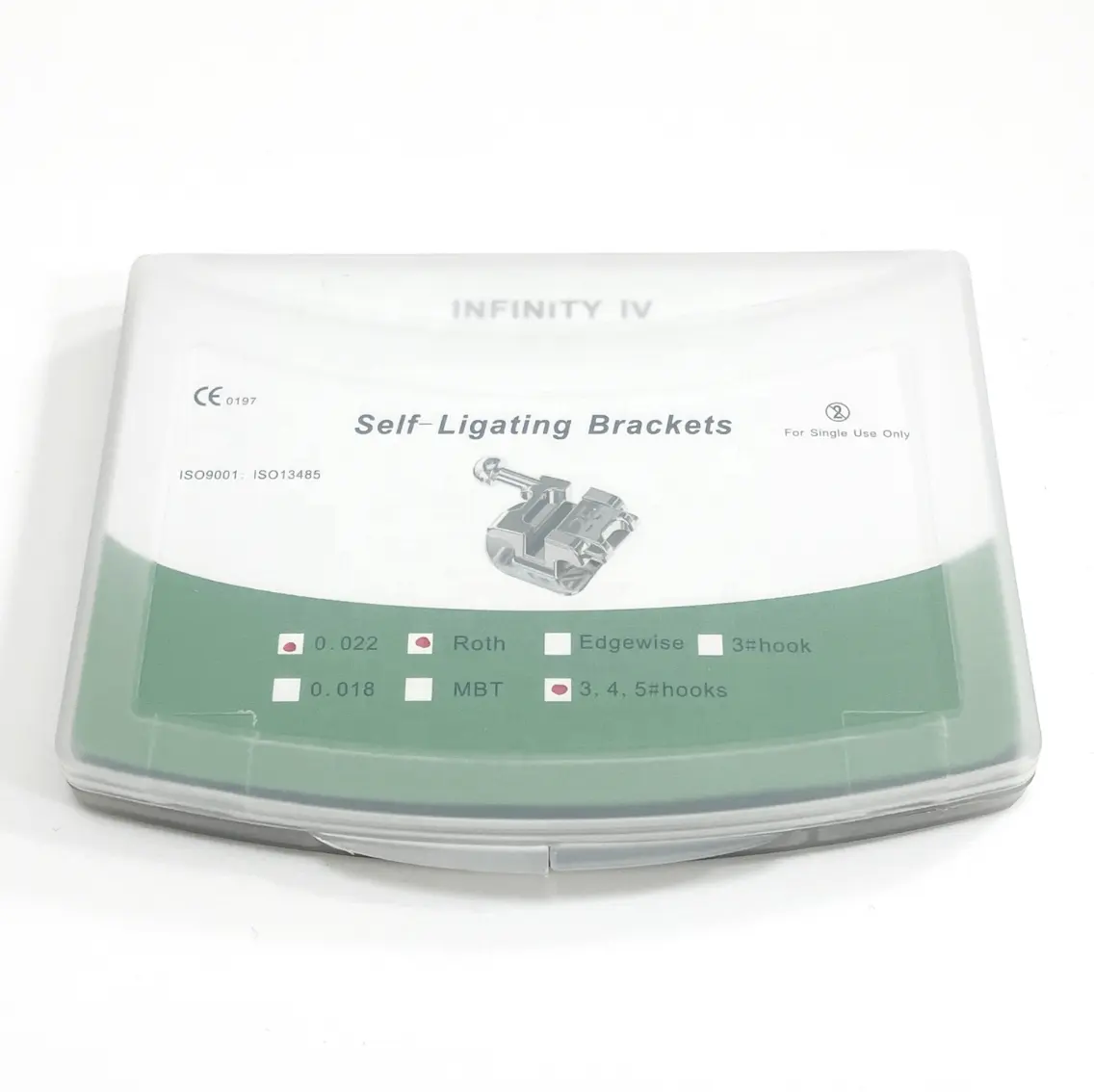 20Pcs Self-Ligating Mesh Base Roth 345 Hooks Orthodontic Bracket with New Design Locking System