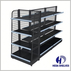 En gros Magasin De Détail Affichage Gondole En Métal Double côté Combiné Supermarché Étagères avec Dos En Filet - Product Image 4