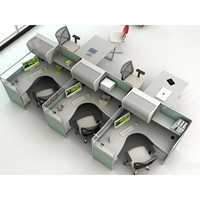 Muebles Grandes: Estación de Trabajo Modular en Forma de L para 6 Personas, Cubículo Moderno de Aluminio para Oficina, Escritorio para Personal, Almacén, Hospital