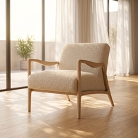 Fauteuil individuel en bois massif, design nordique moderne et minimaliste, pour chambre et salon, style hôtel B&B, mobilier domestique