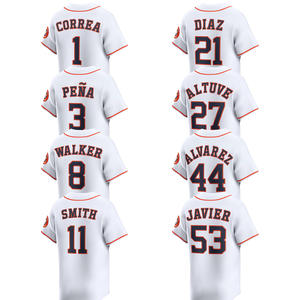 2025年メンズヒューストンホーム限定ジャージー野球シャツカスタムプラスサイズ着用ステッチ刺繍入りユニフォーム白ロゴ付き - Product Image 1