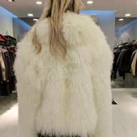 Drop Shipping 100% Manteau de fourrure de laine de Mongolie Plus Size Women Winter Real Tibet Lamb Fur Coat Fashion White Fluffy Fur Short Jacket