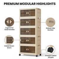 Armoire de rangement pliante modulaire 5 couches avec roues organisateur en plastique pour la maison chambre approvisionnement en gros