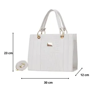 Sac fourre-tout en jean blanc pour femme Fana Mabel avec imprimé motif, sac à main décontracté pour usage quotidien - Product Image 6