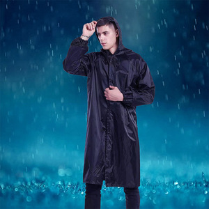 Reflective Raincoat Adult Outdoor Hiking Waterproof <b>Poncho</b> Men's Long Sleeve One Piece Rainwear Navy Blue - Product Image 3