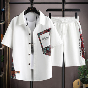 Nuevos trajes de hombre al por mayor. Conjunto de traje de jogging de 2 piezas para hombre de verano. Cárdigan + Pantalones Cortos Traje Hombre - Product Image 1