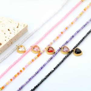 Pulsera de Corazón con Circonitas de Colores, Chapada en Oro PVD de 18k, Joyería de Acero Inoxidable, Dijes de Cristal, Cadena para Mujer, Venta al Por Mayor - Product Image 4