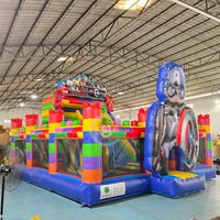 Parc gonflable Super-héros Avengers à louer pour fêtes, château gonflable avec toboggan pour enfants