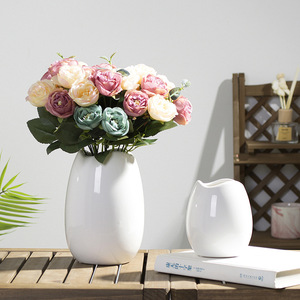 Ensemble <span class=keywords><strong>de</strong></span> trois vases blancs simples Art Déco, pots à fleurs, décoration minimaliste pour la maison - Product Image 4