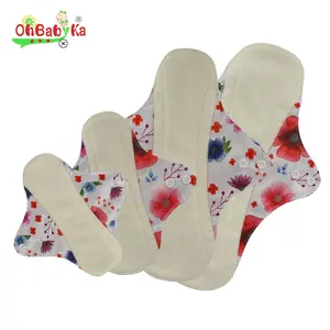 Ohbabyka 4 Pcs /Pack Reusable Cloth Menstrual Sanitary Pad Removable Washable Sanitary Nappy