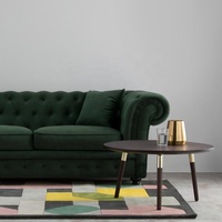 Sofá Chesterfield de Diseño Moderno Estilo Inglés, Sofá Tapizado con Patas de Madera Maciza