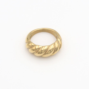 European American Light Luxury Bread <b>Ring</b> 18k <b>Titanium</b> Steel Croissant Shape Unisex Jewelry Gift - Product Image 5