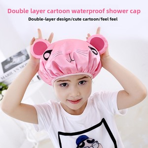 Zenidoo Gorro de Ducha de PVC de Doble Capa, Impermeable y Grueso, con Dibujos Animados para Niños, 14x13x3cm CN HEN - Product Image 3