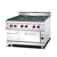 Peralatan Dapur Komersial OUTE OT-889 Kompor Gas 6 Tungku Stainless Steel Eropa Oven Gas Alam/LPG/LNG