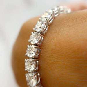 Pulsera de Diamantes Cultivados en Laboratorio para Mujer, Corte Brillante Redondo Premium, Oro Blanco, Oro Rosa, Plata, Joyería de Moda - Product Image 3