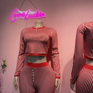 Ensemble 2 pièces rayé personnalisé pour <span class=keywords><strong>femme</strong></span>, chemise à manches longues et pantalon évasé, ensembles <span class=keywords><strong>de</strong></span> détente moulants pour <span class=keywords><strong>femme</strong></span>, <span class=keywords><strong>Noël</strong></span> - Product Image 5