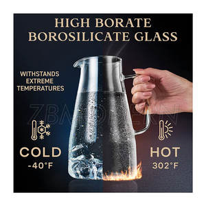 Jarra grande de vidrio de 1/<span class=keywords><strong>2</strong></span> galones y 60 oz, jarra con tapa, vidrio de ebullición de borosilicato, bebidas calientes y frías, garrafa de agua - Product Image 4