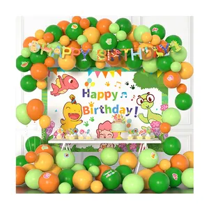 Tema de la jungla del zoológico tropical verde naranja cebra-Raya estampado de leopardo globo de papel de aluminio suministros de fiesta de animales para Decoración de cumpleaños