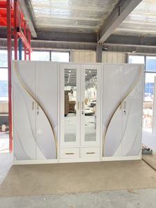 <strong>Black</strong> 6 Door Steel <strong>Wardrobe</strong> Knock Down Printed Lemari Pakaian with <strong>Mirror</strong> and Drawers Bedroom Furniture - Product Image 3