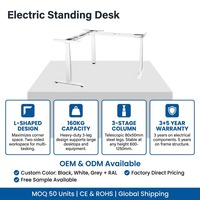 Bureau d'angle moderne électrique à 3 pieds en forme de L, réglable en hauteur, extensible, pour ordinateur, avec cadre de bureau de direction intelligent