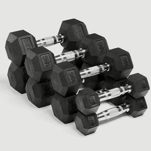 Rongan 5-100LB Hex Dumbbell Set Rubber Coated Cast Iron Hand Weights for Home Gym <strong>Strength</strong> <strong>Training</strong> and Muscle Building - Product Image 3