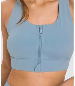 DW165 Soutien-gorge <span class=keywords><strong>de</strong></span> <span class=keywords><strong>sport</strong></span> à fermeture éclair avant pour femmes, soutien-gorge <span class=keywords><strong>de</strong></span> yoga d'entraînement à impact élevé, dos nageur avec soutien-gorge rembourré amovible, vêtements <span class=keywords><strong>de</strong></span> <span class=keywords><strong>sport</strong></span> - Product Image 1