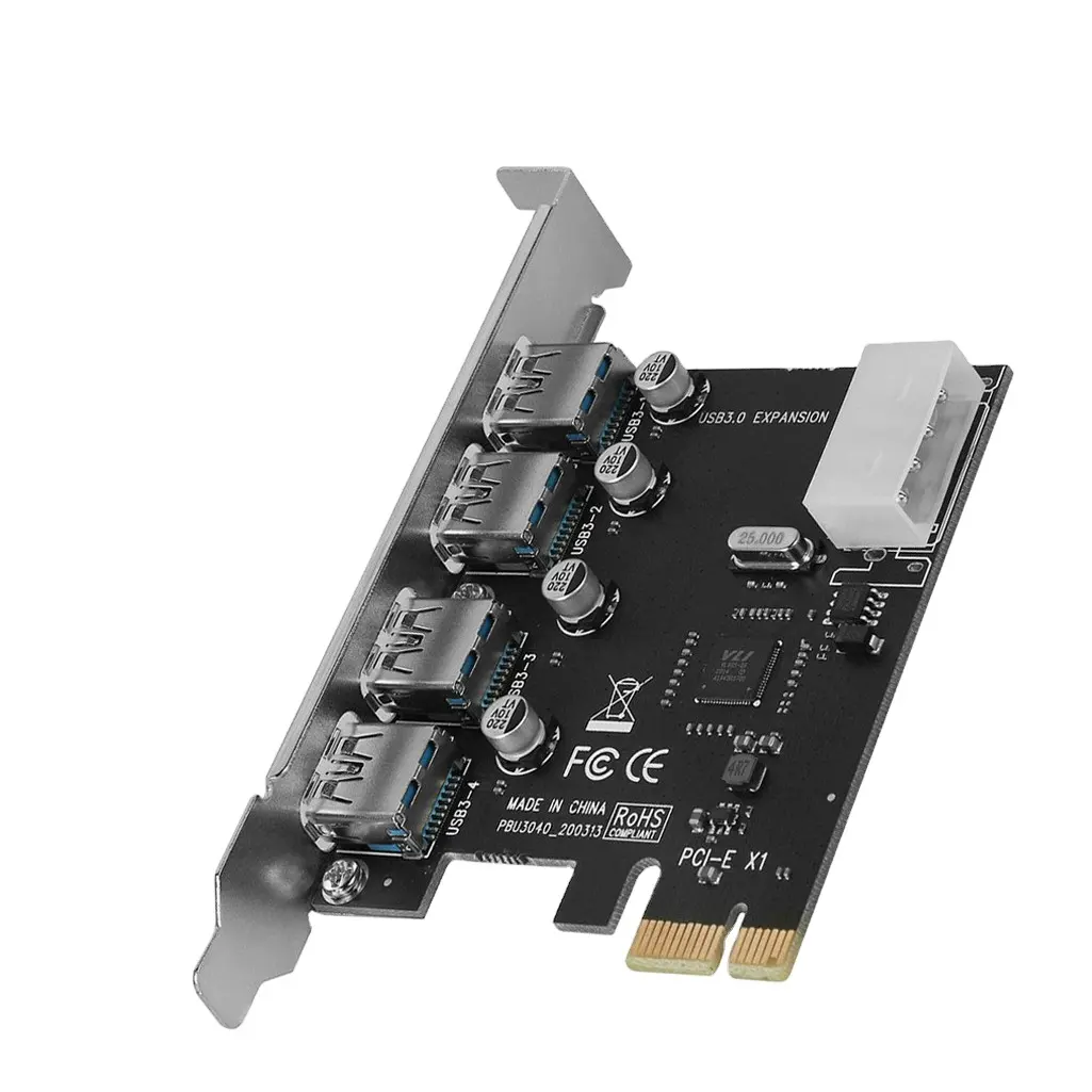 Adaptor kartu ekspansi USB 3.0 4 port, pemasangan mudah PCI-E terminal Express transfer stabil