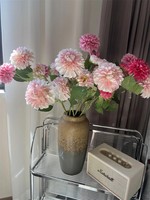 CM-TH700 de bonne qualité 3 têtes rose vif Dahlia fleur artificielle pour la décoration de mariage