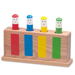 Preschool educational baby toys push pop-up puppet percussion toy 1-4 years old toys wooden montessori stick game