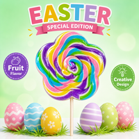 Sucette géante florale vibrante de 400g, bonbon dur, emballée individuellement, saveur fruitée, multicolore, pour la décoration de panier de Pâques