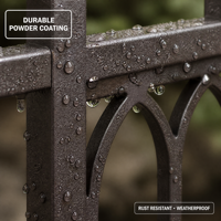 Banc de jardin en fer forgé d'extérieur avec dossier en treillis arqué et décorations sculptées, support pour plantes grimpantes - Durable, imperméable et écologique
