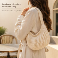 Kit de Sac Bandoulière au Crochet Fait Main DIY – Ensemble de Matériaux pour Sac à Main Tricoté pour un Style Quotidien Décontracté