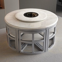 Ensemble de table et de chaises de salle à manger en marbre de luxe nordique, adapté aux hôtels, villas, appartements, restaurants