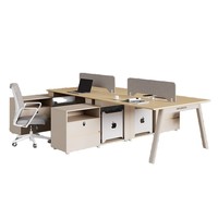 Ensemble bureau et chaise de personnel, style moderne et simple, en PVC, avec bibliothèque, table financière à écran 2/4/6 faces.
