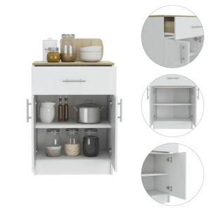 Gabinete de despensa rectangular de 1 cajón DB Wilmington Gabinetes de cocina de roble blanco y claro - Product Image 3