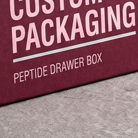 Boîte rigide personnalisée en carton gris avec tiroir pour flacons de peptides, avec doublure en éponge, impression offset et sérigraphie, soins personnels